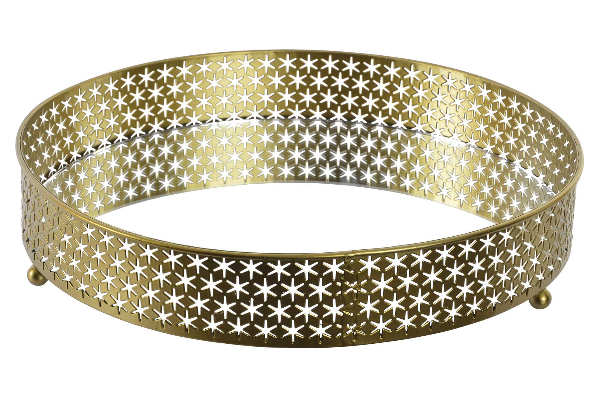 BANDEJA METAL CRISTAL 30,5X30,5X6 DORADO