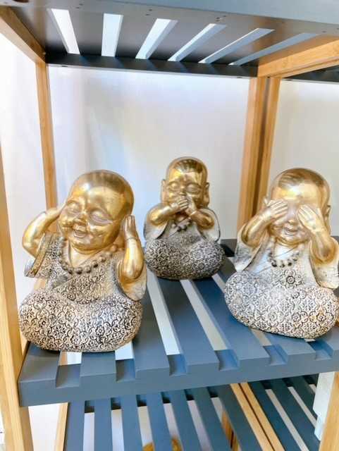 PACK DE 3 FIGURA BUDA RESINA 12X10,5X16,5 MONJE DECAPE VER OIR CALLAR - Imagen 4