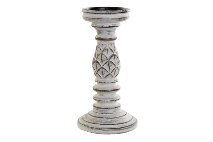 CANDELABRO MADERA METAL 12,5X12,5X24,5 ENVEJECIDO