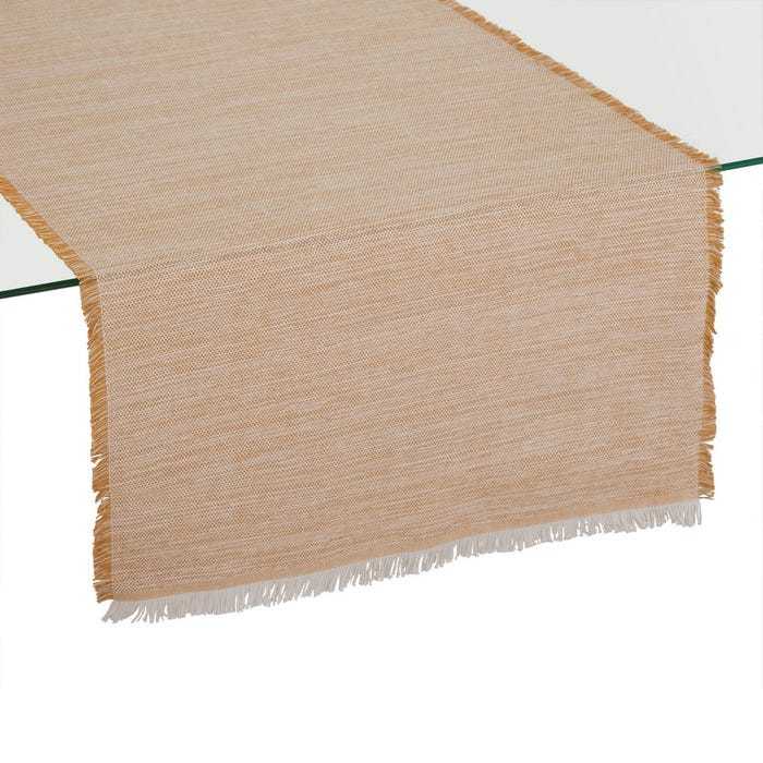 CAMINO DE MESA FLECOS BEIGE-MOSTAZA 46 X 140 CM