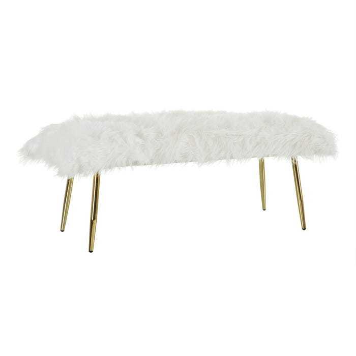 BANQUETA PELO BLANCO ROTO TEJIDO-METAL 100 X 39 X 40 CM - Imagen 2