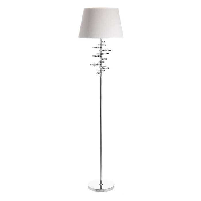 LÁMPARA SUELO PLATA METAL / TEJIDO 40 X 40 X 163 CM