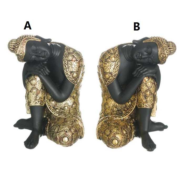 FIGURA BUDA 2/M ORO-MARRÓN POLIRESINA 14 X 14 X 18 CM