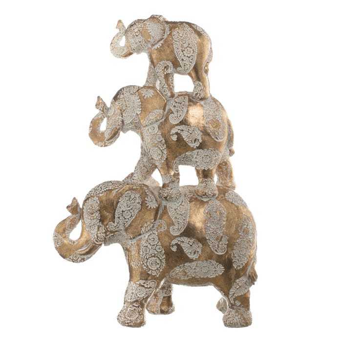 FIGURA ELEFANTE ORO-BLANCO POLIRESINA 22 X 8,50 X 34 CM