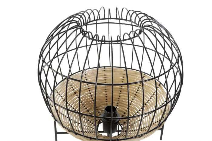 LAMPARA SOBREMESA RATAN METAL 27X27X30 NATURAL - Imagen 3