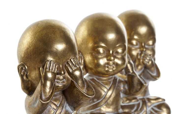 PACK DE 3 FIGURA BUDA RESINA 10X8X15 MONJE ENVEJECIDO VER OIR CALLAR - Imagen 3