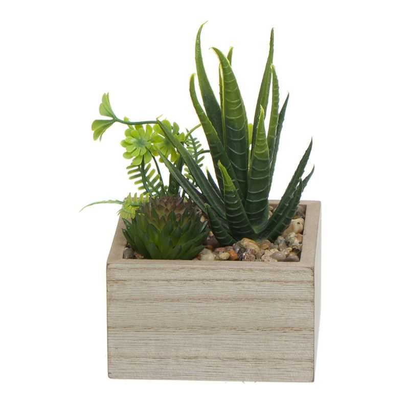 PLANTA ARTIFICIAL MACETA MADERA