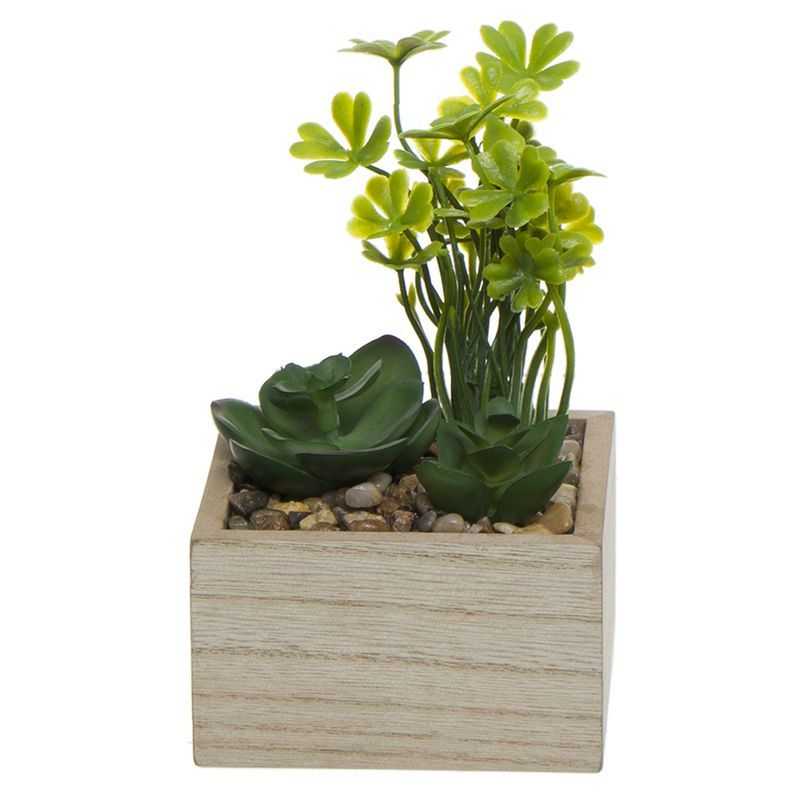 PLANTA ARTIFICIAL MACETA MADERA