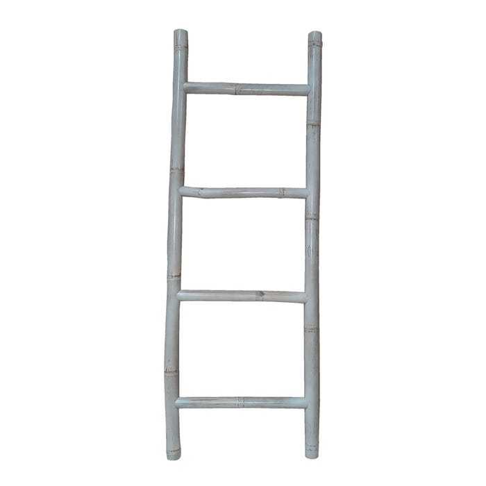 ESCALERA BLANCO ROZADO BAMBÚ DECORACIÓN 50 X 6 X 150 CM