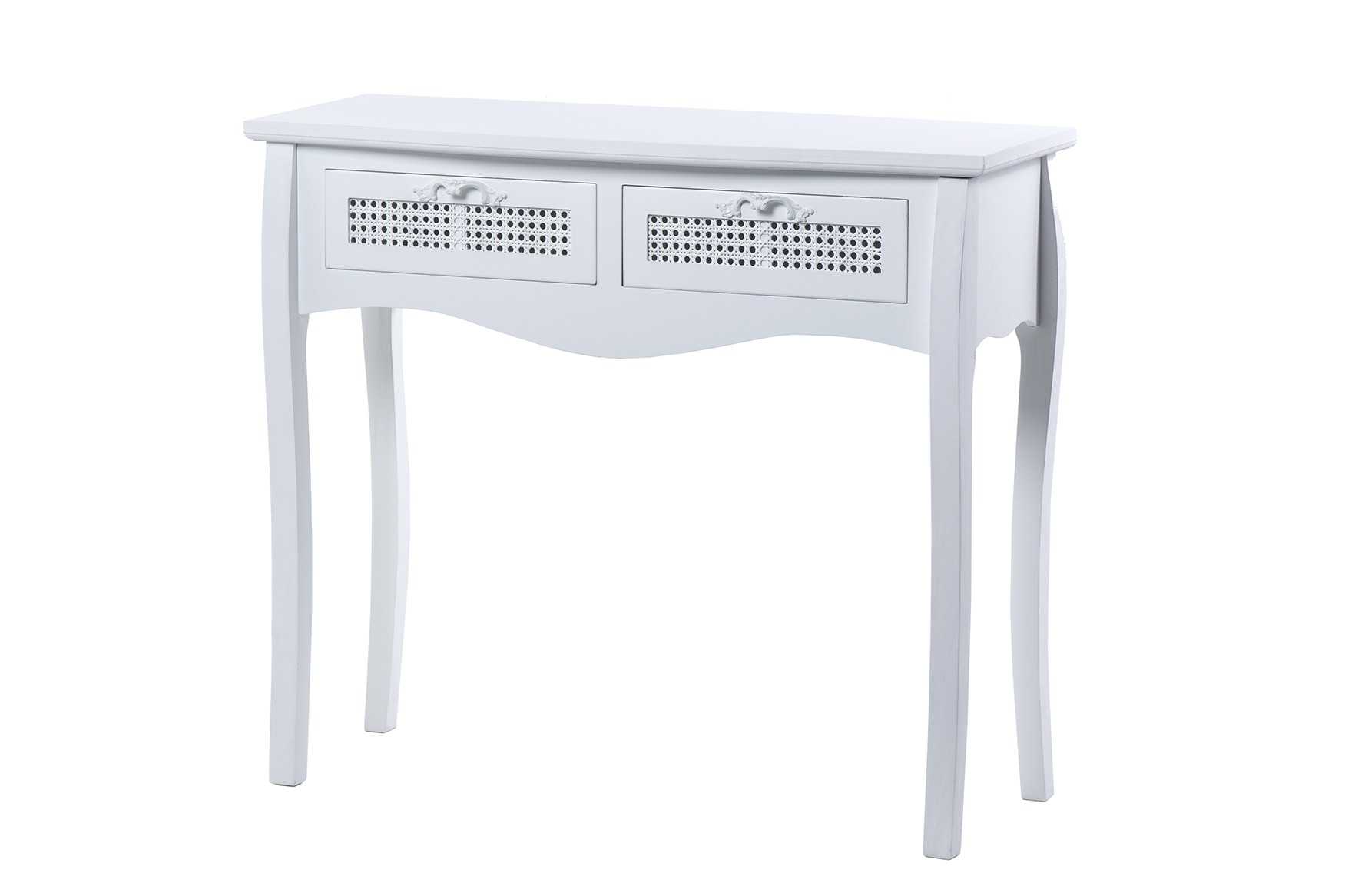 CONSOLA MADERA BLANCA 2 CAJONES 89,3X35X78 CM
