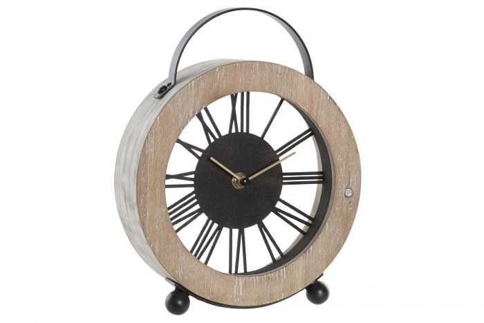 RELOJ SOBREMESA HIERRO MDF 20X12X25 NEGRO