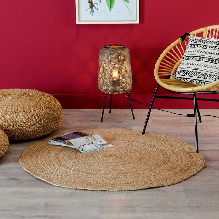 ALFOMBRA NATURAL YUTE DECORACIÓN 120 X 120 X 1 CM - Imagen 2
