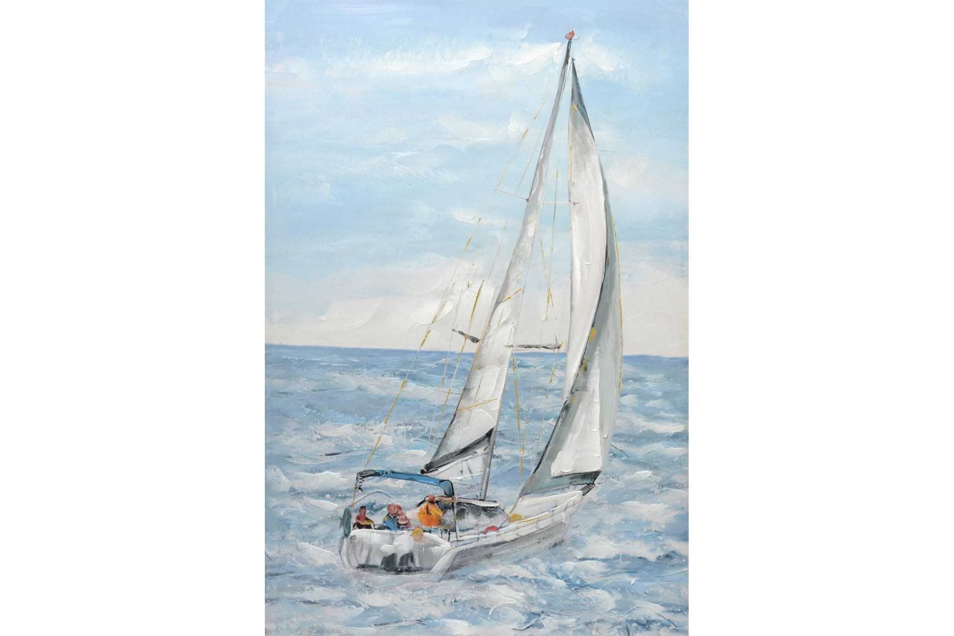 SET 2 LIENZOS BARCOS 100% PINTADO MANO 60X3X90 CM - Imagen 2