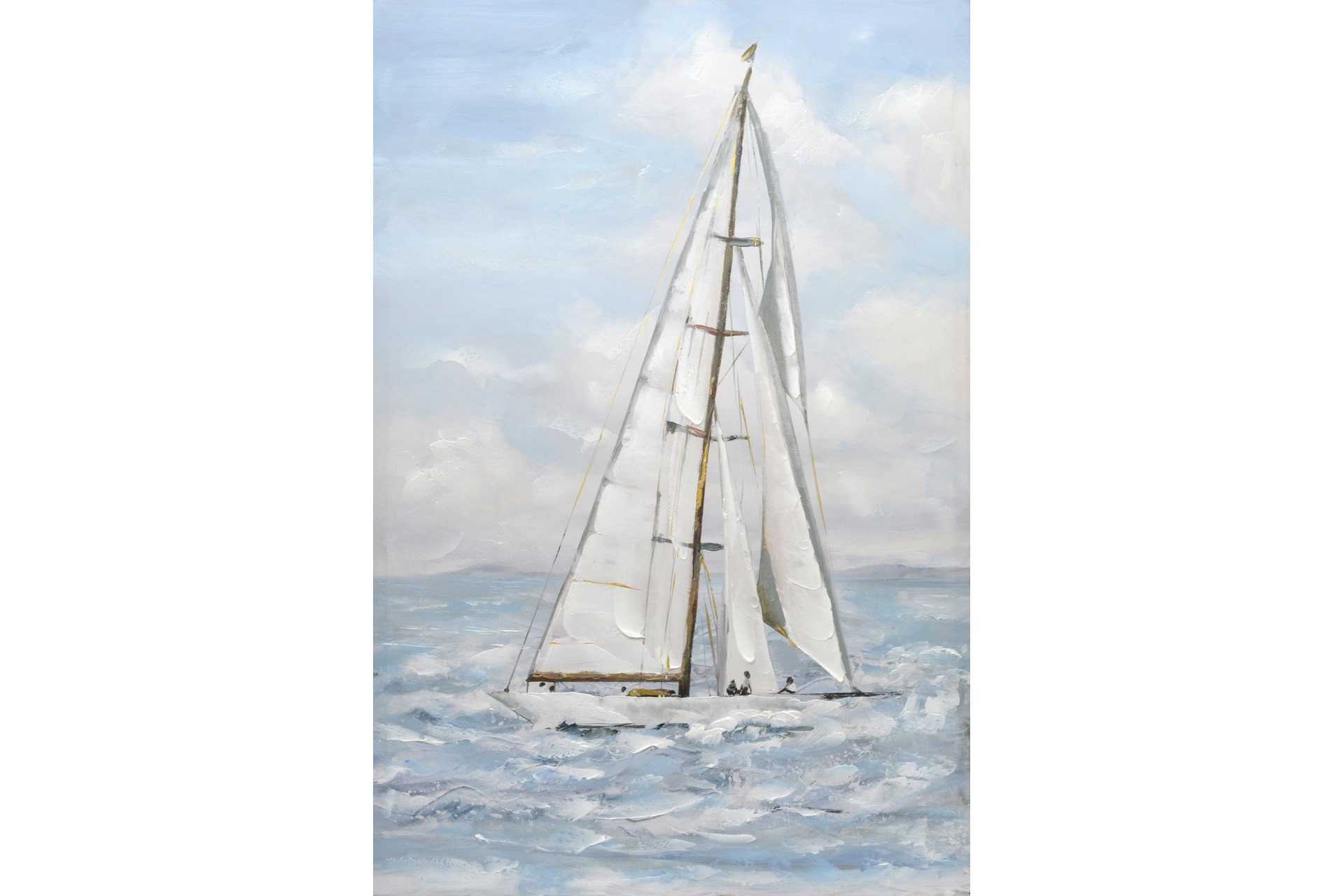 SET 2 LIENZOS BARCOS 100% PINTADO MANO 60X3X90 CM - Imagen 3