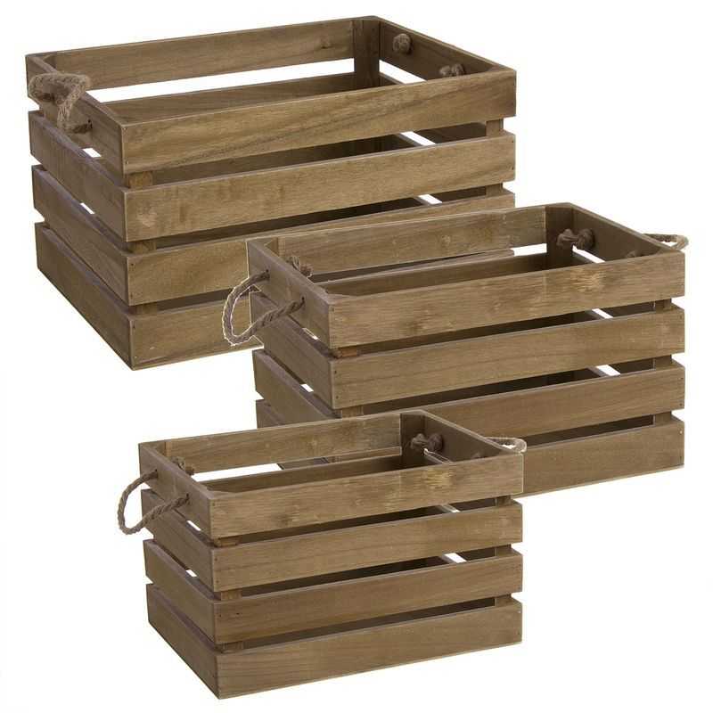 CAJAS DE MADERA NATURAL JUEGO DE 3