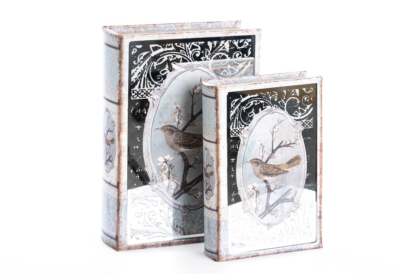 SET 2 CAJAS LIBRO ESPEJO 21X7X30 / 16X5X24 CM