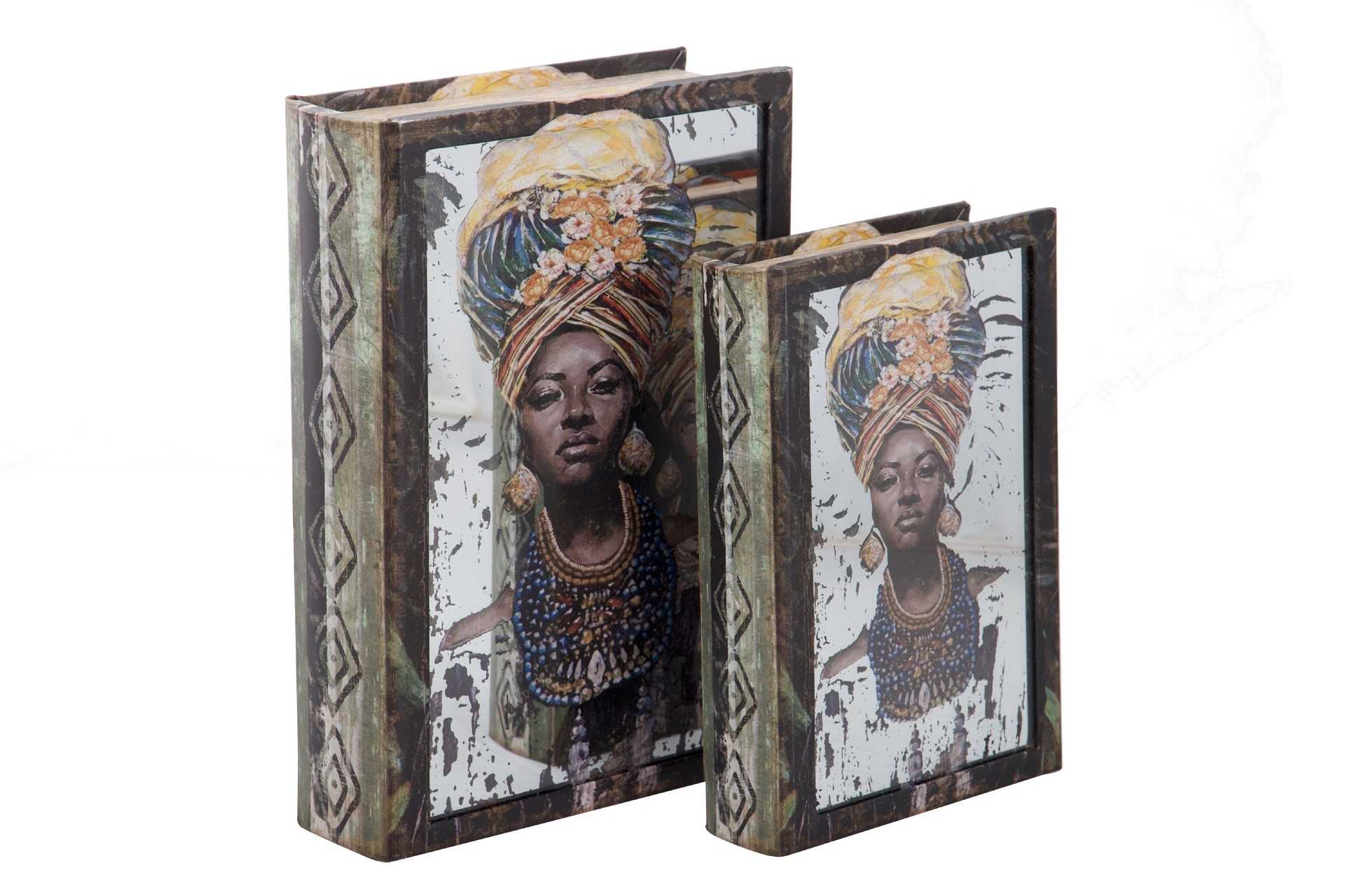 SET 2 CAJAS LIBRO ESPEJO 21X7X30 / 16X5X24 CM