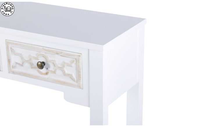 CONSOLA TALLADA BLANCO-BEIGE 78X30X78 CM - Imagen 2