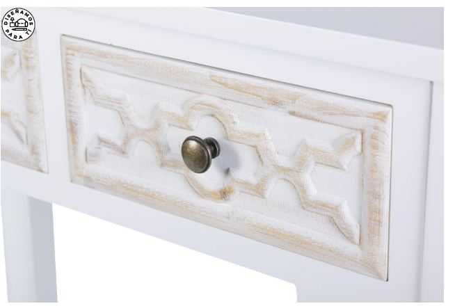 CONSOLA TALLADA BLANCO-BEIGE 78X30X78 CM - Imagen 3