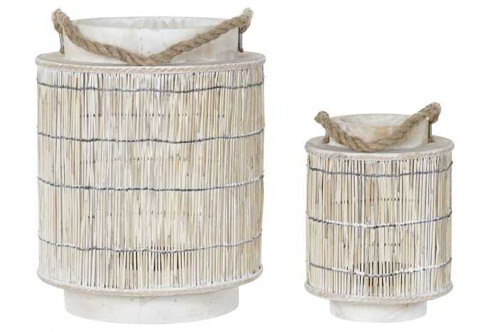 PORTAVELA SET 2 ABETO MIMBRE 28X28X37 DECAPE