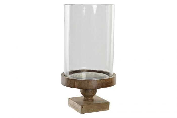 PORTAVELA MANGO CRISTAL 22X22X42 CRAQUELADO MARRON