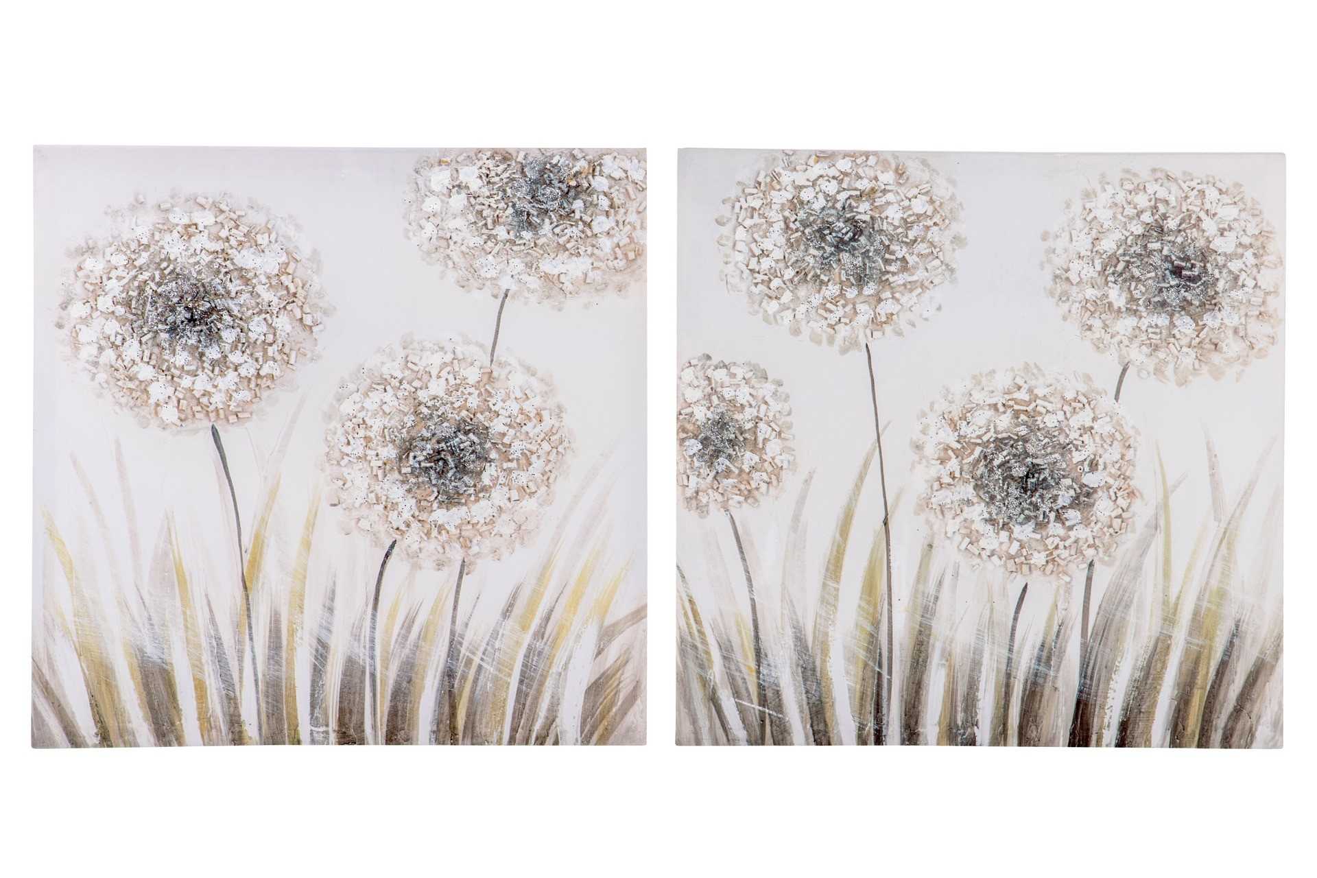 SET 2 LIENZOS FLORES 40% PINTADO A MANO 60X2X60CM