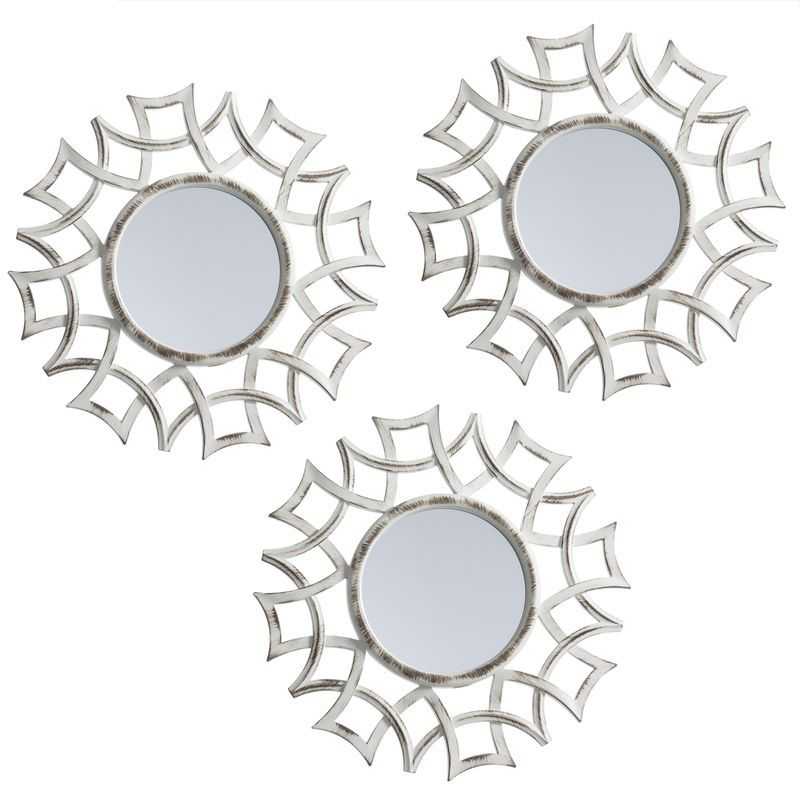 JUEGO DE 3 ESPEJOS DE DECORACION PARA PARED CREMA