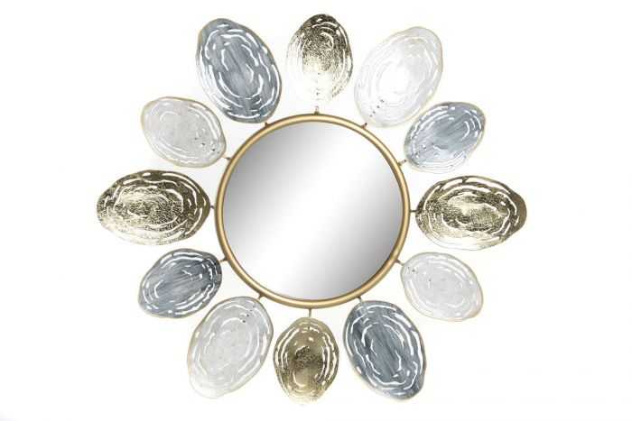 ESPEJO METAL ESPEJO 61X2X61 HOJAS DORADO