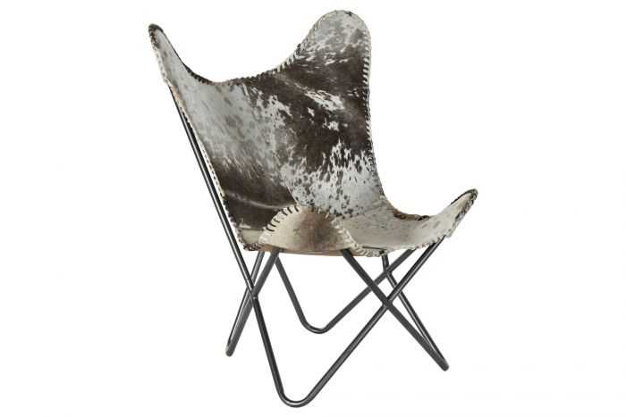 SILLON PIEL HIERRO 70X70X90 VACA GRIS