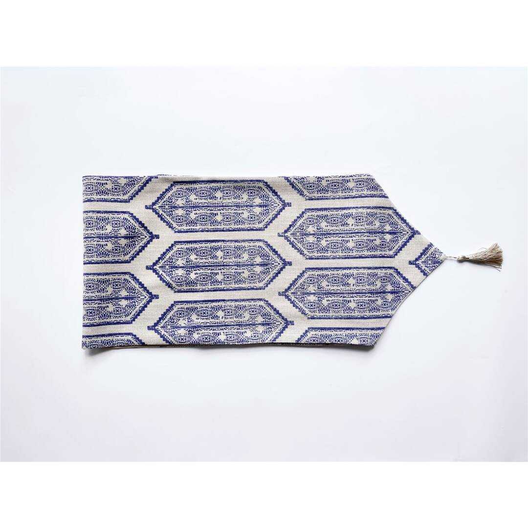 CAMINO ETNICO CHENILLA AZUL 30X180 CMS.