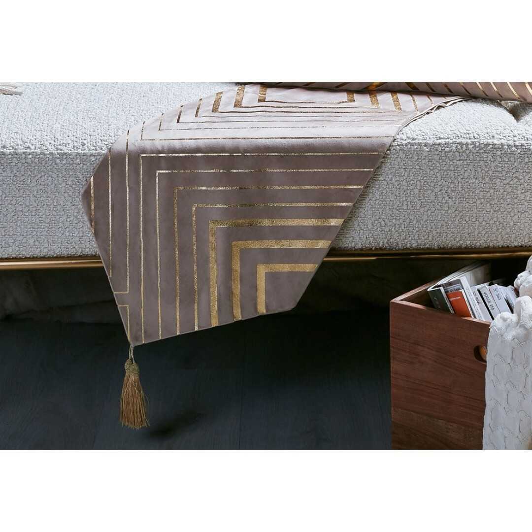 CAMINO LINEAS ABSTRACTO BEIGE/ORO 30X180 CMS