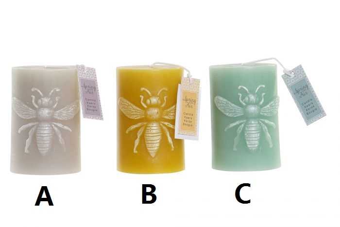 VELA DE CERA 7X7X10 324 G, ABEJA 3 SURT.