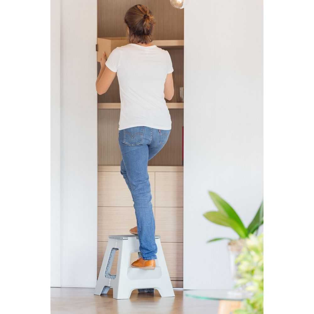 Taburete plegable 40 cm con peldaño Compact gris - Imagen 3