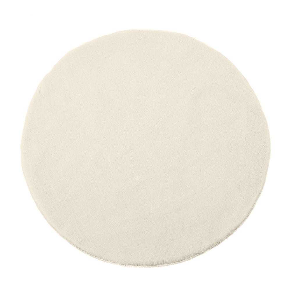 ALFOMBRA PELO REDONDA SOFTLY POLIESTER BLANCO ROTO 80 X 80 CM