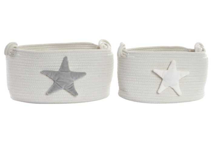 CESTA SET 2 ALGODON 35X35X19 ESTRELLA BLANCO