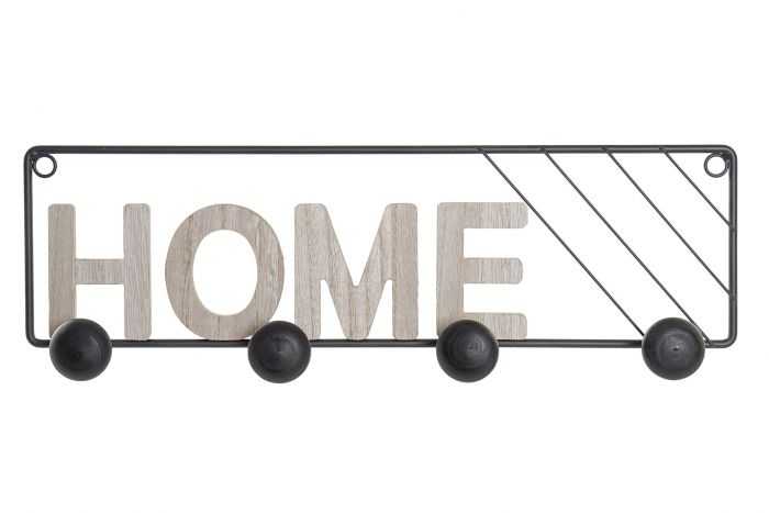 PERCHERO PARED HIERRO MDF 45X5X14 NEGRO