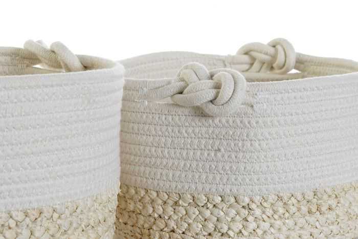CESTA SET 2 ALGODON FIBRA MAIZ 28X28X18 BLANCO - Imagen 3