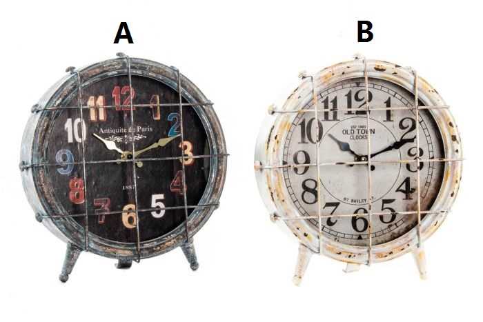 RELOJ SOBREMESA METAL 27X6,5X28,5 2 COLOR