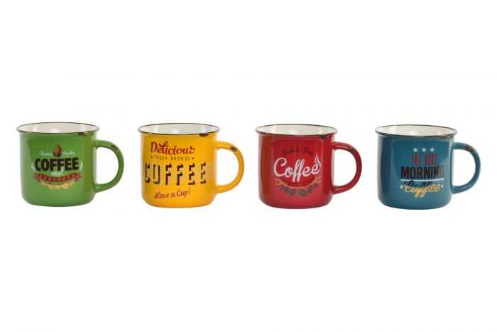 MUG PORCELANA 12,5X9,5X8,5 360 RETRO CAFE 4 color