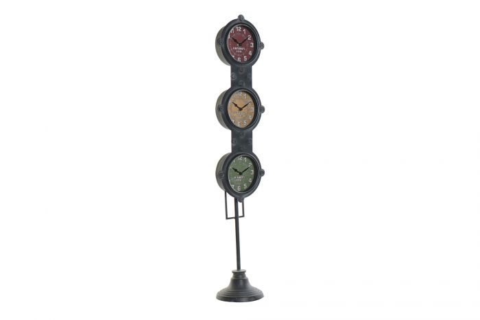 RELOJ PIE HIERRO CRISTAL 18X15X88 SEMAFORO NEGRO