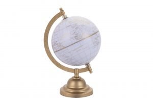BOLA DEL MUNDO ALUMINIO DORADO 18X15X30 CM
