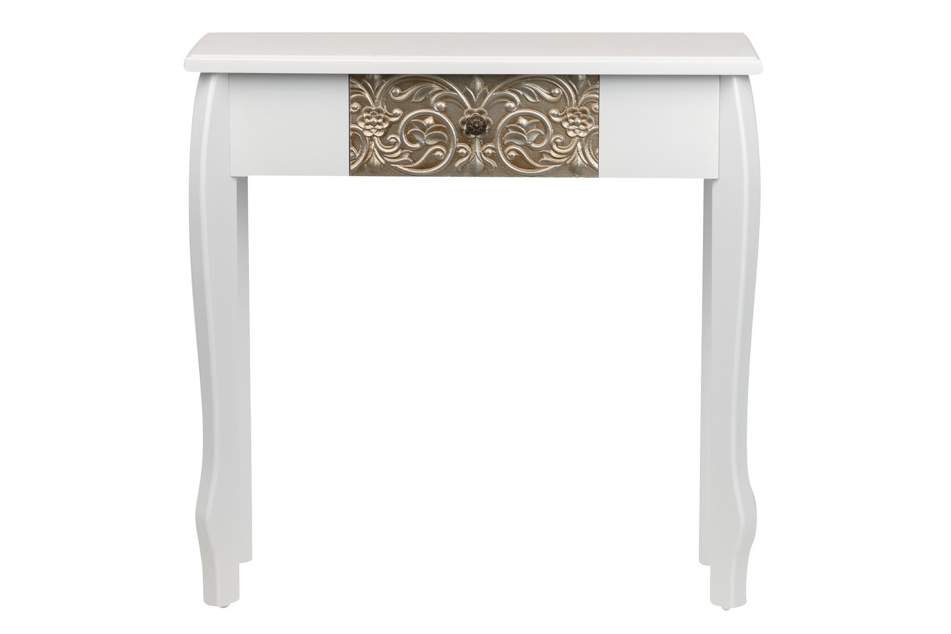 RECIBIDOR DE MADERA BLANCA CON CAJON TALLADA CHAMPAGNE - Imagen 4