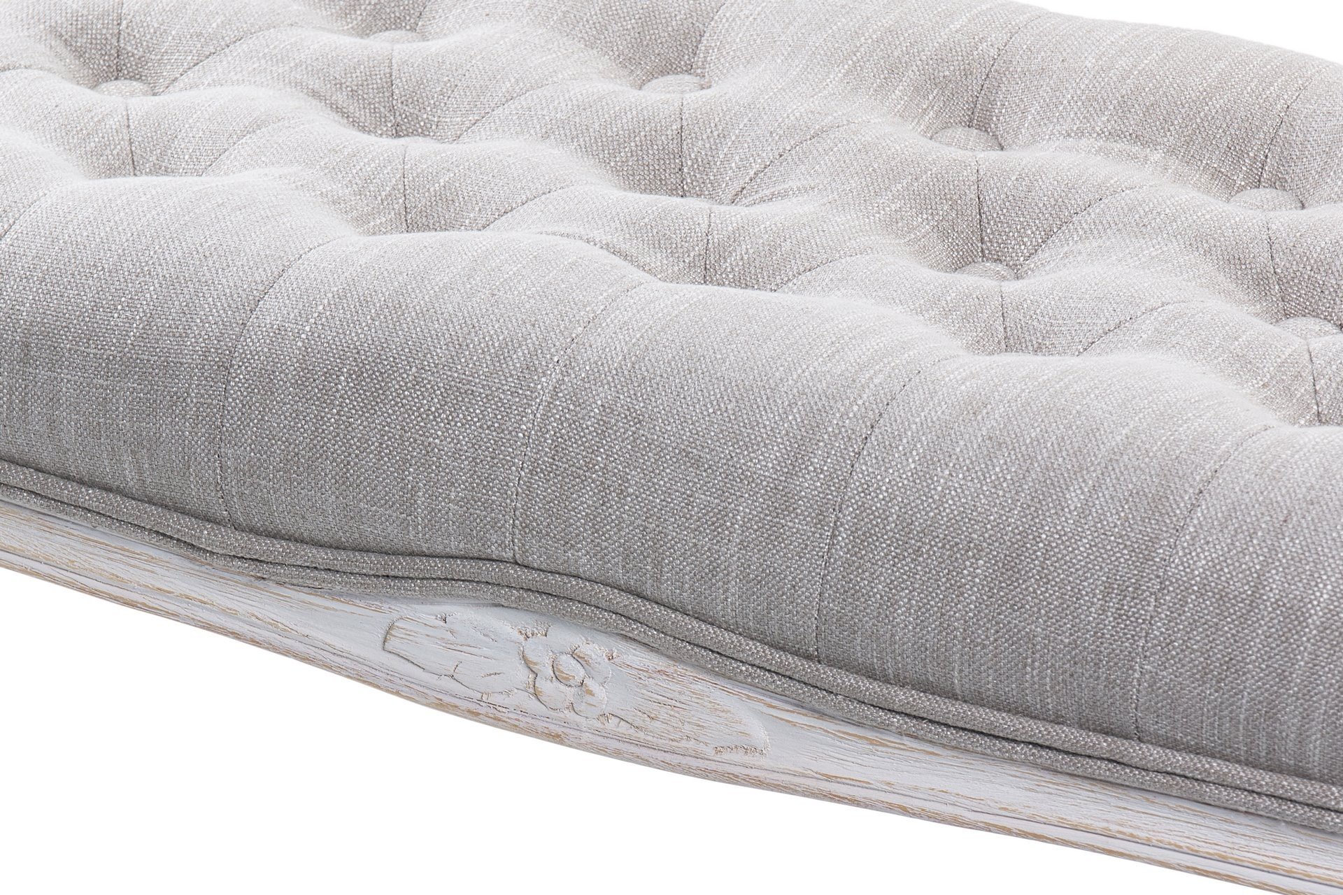 pie de cama lino beige capitones 110x36x47cm - Imagen 2