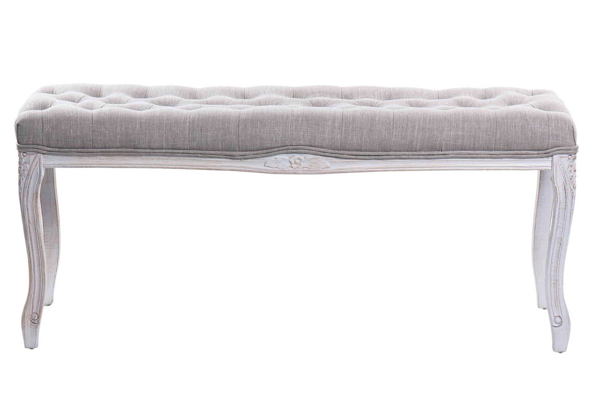 pie de cama lino beige capitones 110x36x47cm - Imagen 5