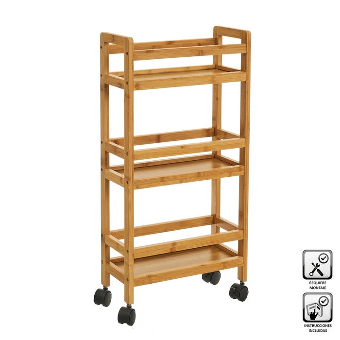 CARRO MULTIUSOS BAMBÚ-MDF 36 X 15 X 74 CM