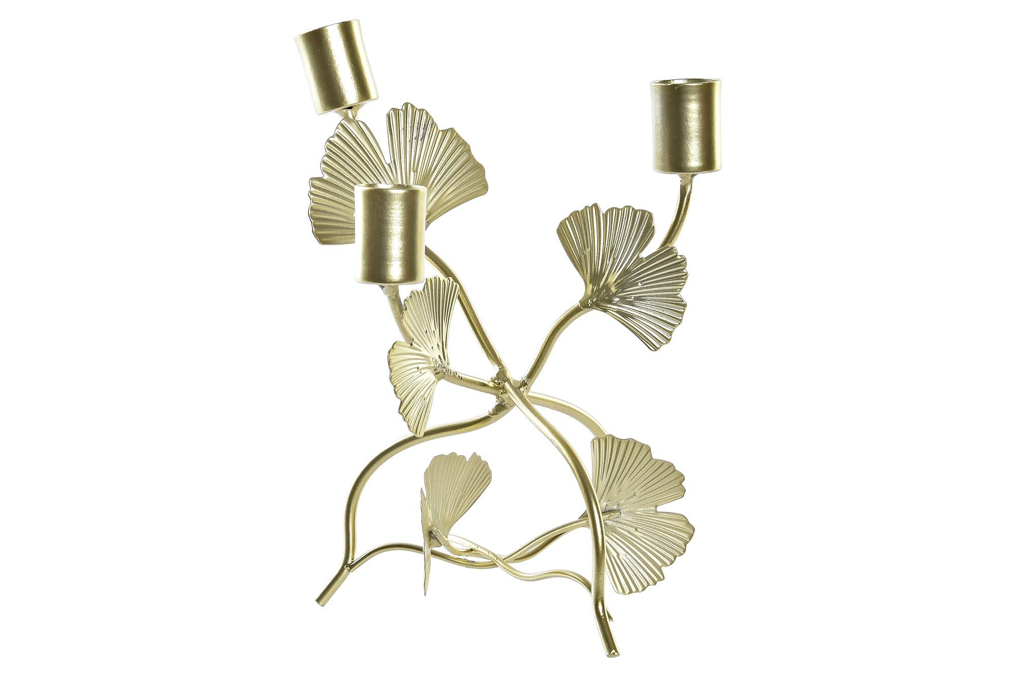 candelabro de metal ginko champan 13x13x21cm