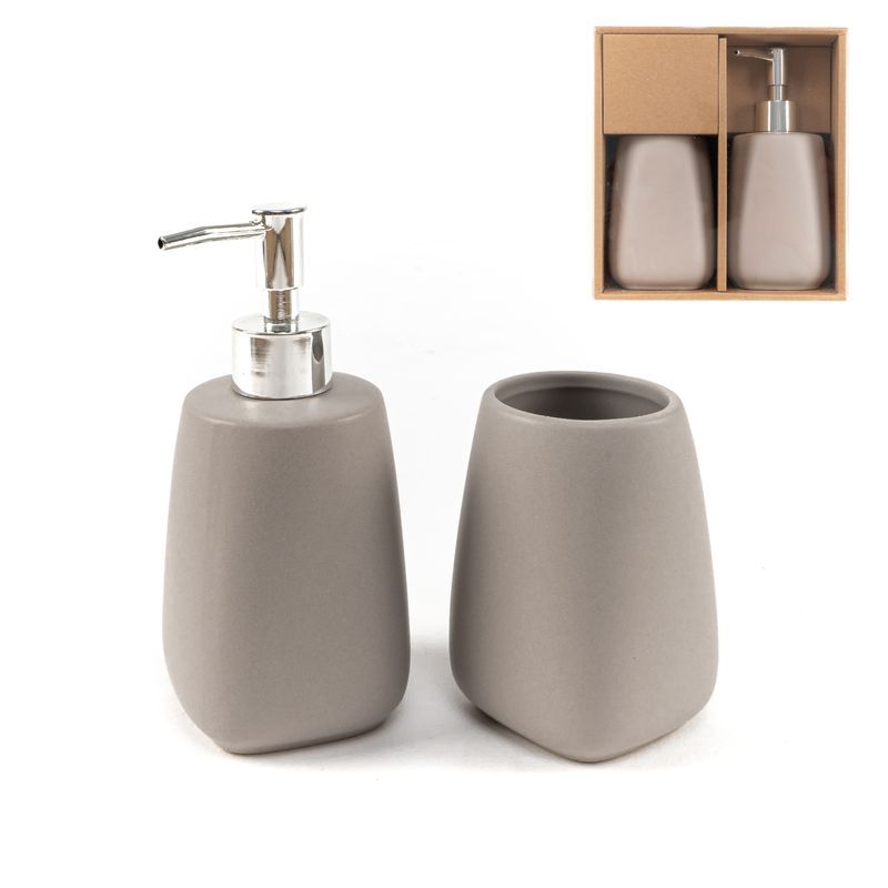 coleccion accesorios de baños gris topo