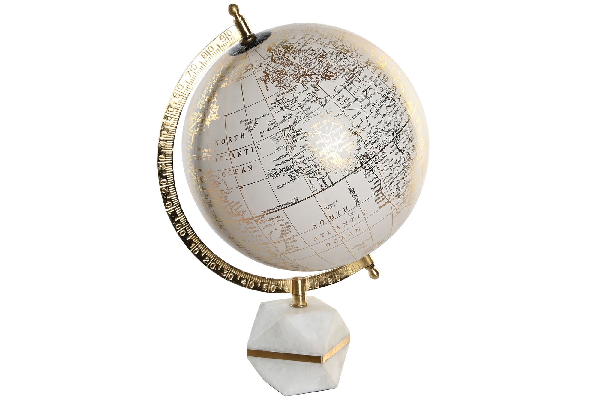 bola del mundo marmol dorado 33cm