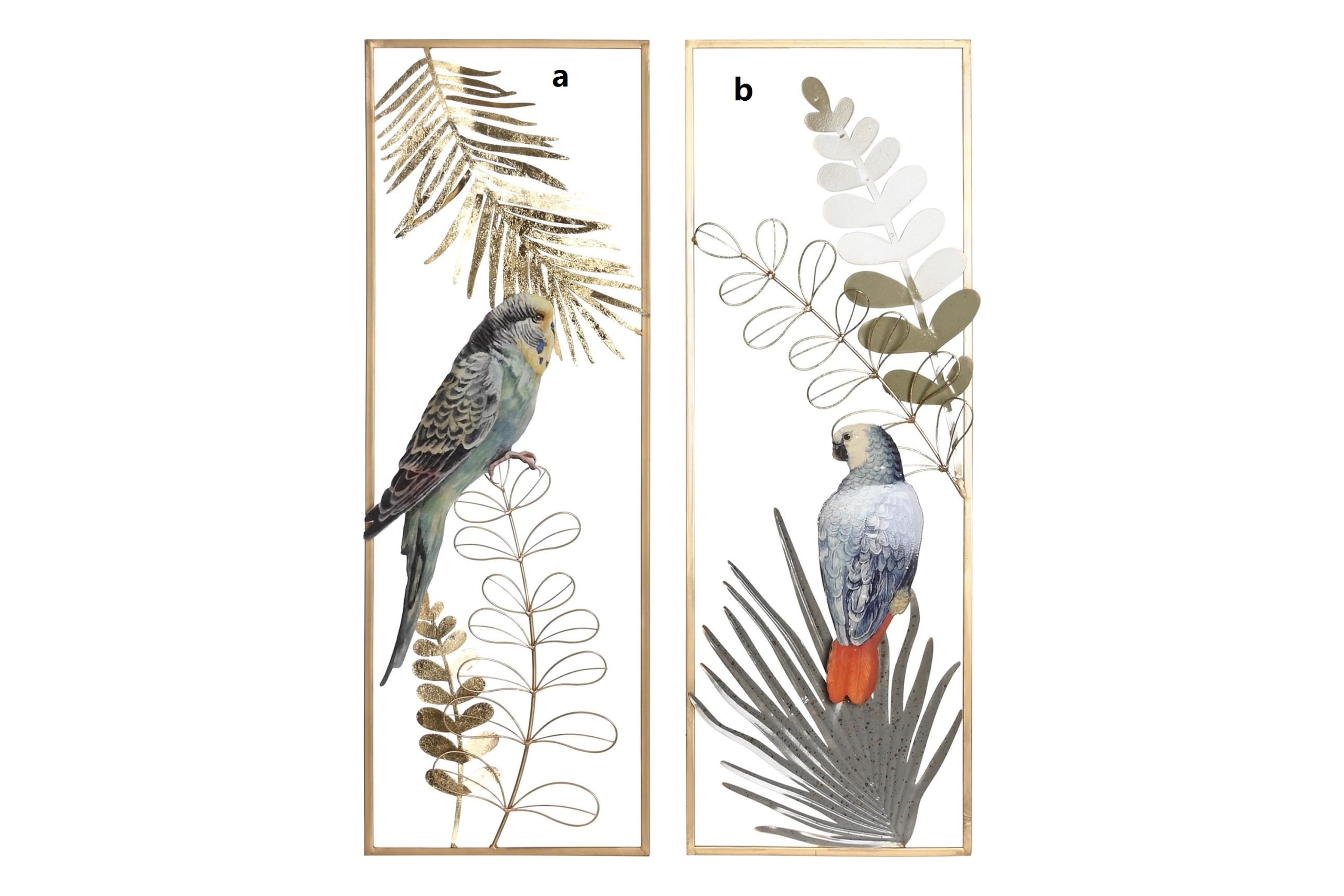 decoracion pared metal loro 90cm