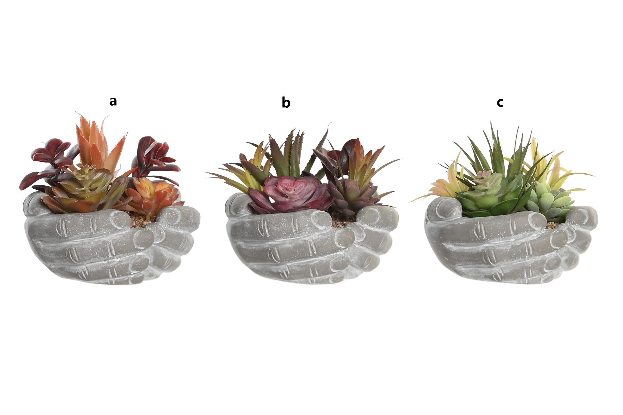 planta artificial cactus en mano de cemento 18x17x16.5cm